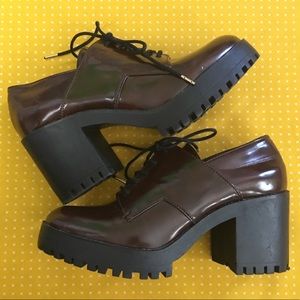 Zara Trafaluc Brown Chunky Platform - Oxfords